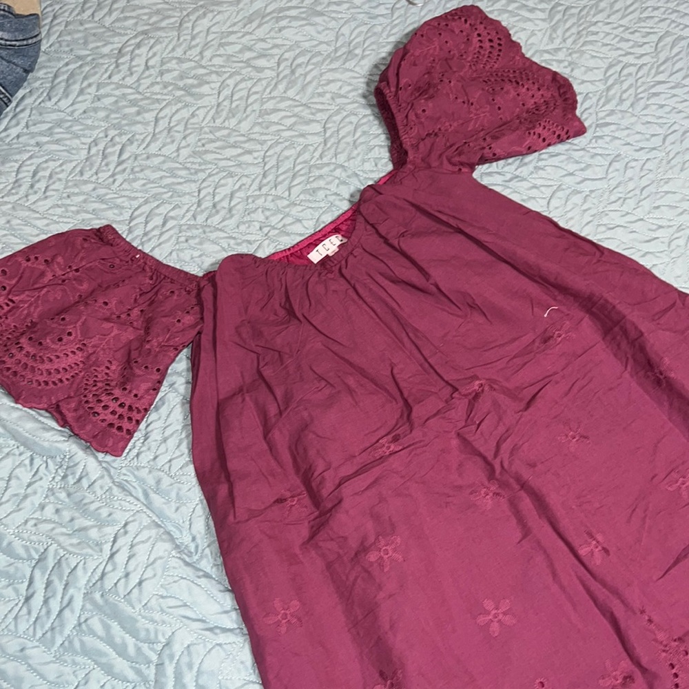 Off the shoulder magenta dress